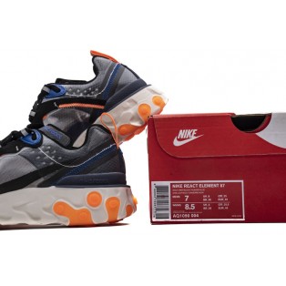 Nike React Element 87 Thunder Blue Orange AQ1090-004 Pour Homme et Femme