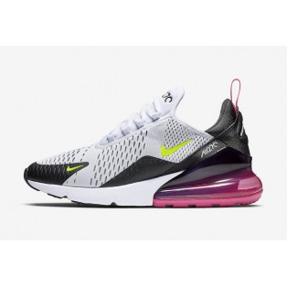 Basket Nike Air Max 270 Blanche/Volt-Noir Laser Fuchsia AH8050-109 Pour Femme Nouveau Pas Cher