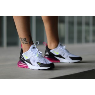 Basket Nike Air Max 270 Blanche/Volt-Noir Laser Fuchsia AH8050-109 Pour Femme Nouveau Pas Cher