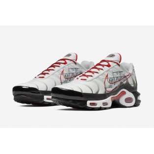 Nike Air Max Plus Tn Requin/Tuned 1 Chaussures Pour Homme Blanc/Noir/Rouge CK9392-100 Pas Cher