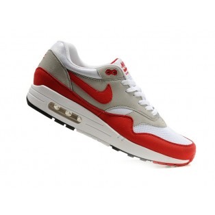 Nike Air Max 1 Chaussures Nike Nouvelle Pour Homme Gris/Rouge-Blanc