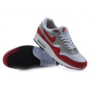 Nike Air Max 1 Chaussures Nike Nouvelle Pour Homme Gris/Rouge-Blanc