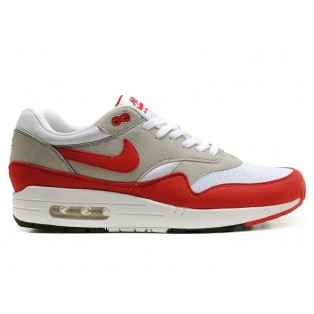 Nike Air Max 1 Chaussures Nike Nouvelle Pour Homme Gris/Rouge-Blanc