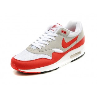Nike Air Max 1 Chaussures Nike Nouvelle Pour Homme Gris/Rouge-Blanc