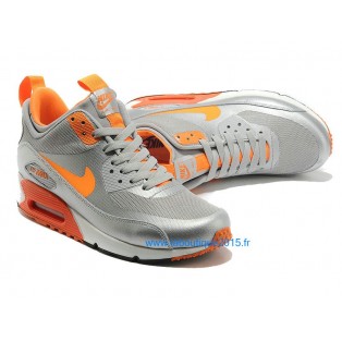 Nike Air Max 90 SneakerBoot Chaussures Nouvelle Pour Homme Argent Orange 616314-ID2