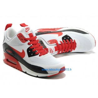 Nike Air Max 90 SneakerBoot Chaussures Nouvelle Pour Homme Blanc Rouge 616314-006