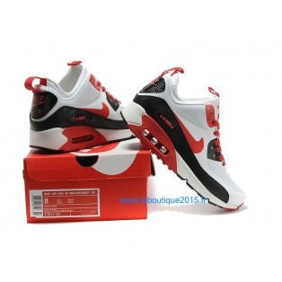 Nike Air Max 90 SneakerBoot Chaussures Nouvelle Pour Homme Blanc Rouge 616314-006