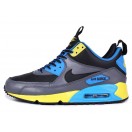 Nike Air Max 90 SneakerBoot Chaussures Nouvelle Pour Homme Bleu/Gris-Noir/Jaune