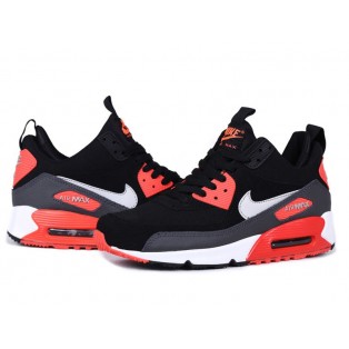 Nike Air Max 90 SneakerBoot Chaussures Nouvelle Pour Homme Noir Blanc/Rouge