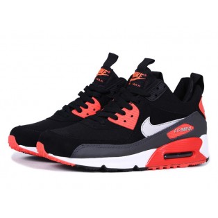 Nike Air Max 90 SneakerBoot Chaussures Nouvelle Pour Homme Noir Blanc/Rouge
