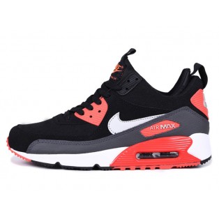 Nike Air Max 90 SneakerBoot Chaussures Nouvelle Pour Homme Noir Blanc/Rouge