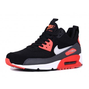 Nike Air Max 90 SneakerBoot Chaussures Nouvelle Pour Homme Noir Blanc/Rouge
