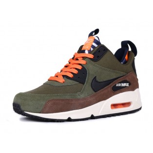 Nike Air Max 90 SneakerBoot Chaussures Nouvelle Pour Homme Olive Blanc/Noir