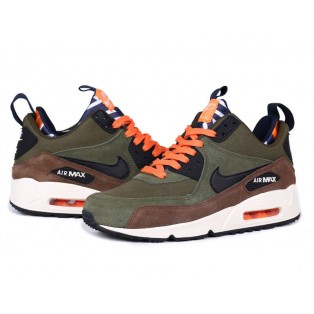 Nike Air Max 90 SneakerBoot Chaussures Nouvelle Pour Homme Olive Blanc/Noir