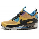 Nike Air Max 90 SneakerBoot Chaussures Nouvelle Pour Homme Or Noir Bleu 616314-ID1
