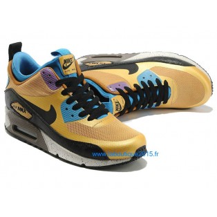 Nike Air Max 90 SneakerBoot Chaussures Nouvelle Pour Homme Or Noir Bleu 616314-ID1