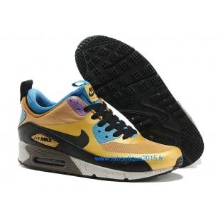 Nike Air Max 90 SneakerBoot Chaussures Nouvelle Pour Homme Or Noir Bleu 616314-ID1