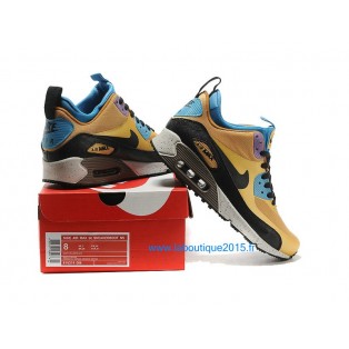 Nike Air Max 90 SneakerBoot Chaussures Nouvelle Pour Homme Or Noir Bleu 616314-ID1