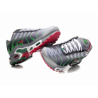 Nike Air Max Tn Requin/Tuned 1 2014 Chaussures Pour Homme Vert/Argent/Rouge