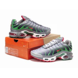 Nike Air Max Tn Requin/Tuned 1 2014 Chaussures Pour Homme Vert/Argent/Rouge