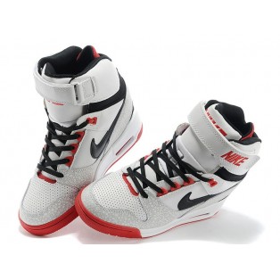 Nike Air Revolution Sky Hi GS Chaussures Montante Nike Nouvelle Pour Femme Blanc/Noir/Rouge 599410-100