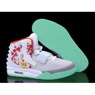 Nike Air Yeezy 2/II 2014 (Customs by Mache) Chaussures Nike Nouvelle Pour Homme Gris/Blanc/Rouge 508214-010ID