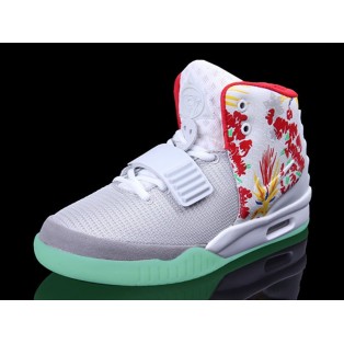 Nike Air Yeezy 2/II 2014 (Customs by Mache) Chaussures Nike Nouvelle Pour Homme Gris/Blanc/Rouge 508214-010ID