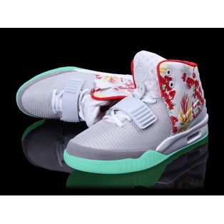 Nike Air Yeezy 2/II 2014 (Customs by Mache) Chaussures Nike Nouvelle Pour Homme Gris/Blanc/Rouge 508214-010ID