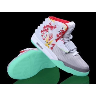 Nike Air Yeezy 2/II 2014 (Customs by Mache) Chaussures Nike Nouvelle Pour Homme Gris/Blanc/Rouge 508214-010ID