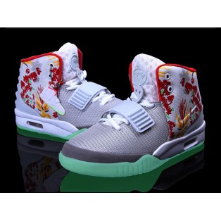 Nike Air Yeezy 2/II 2014 (Customs by Mache) Chaussures Nike Nouvelle Pour Homme Gris/Blanc/Rouge 508214-010ID