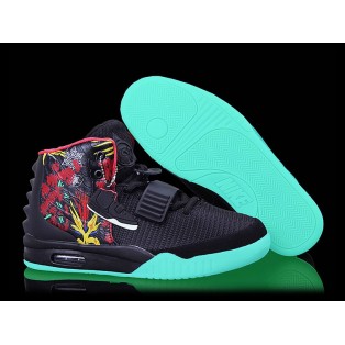 Nike Air Yeezy 2/II 2014 (Customs by Mache) Chaussures Nike Nouvelle Pour Homme Noir/Rouge 508214-006ID