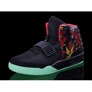Nike Air Yeezy 2/II 2014 (Customs by Mache) Chaussures Nike Nouvelle Pour Homme Noir/Rouge 508214-006ID