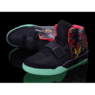 Nike Air Yeezy 2/II 2014 (Customs by Mache) Chaussures Nike Nouvelle Pour Homme Noir/Rouge 508214-006ID