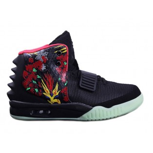 Nike Air Yeezy 2/II 2014 (Customs by Mache) Chaussures Nike Nouvelle Pour Homme Noir/Rouge 508214-006ID