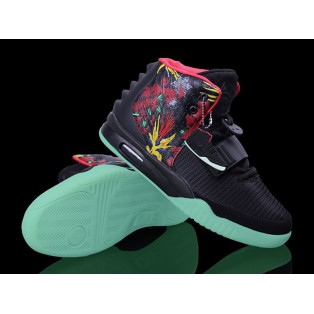 Nike Air Yeezy 2/II 2014 (Customs by Mache) Chaussures Nike Nouvelle Pour Homme Noir/Rouge 508214-006ID