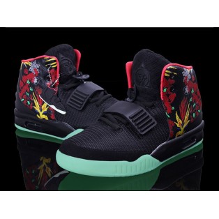 Nike Air Yeezy 2/II 2014 (Customs by Mache) Chaussures Nike Nouvelle Pour Homme Noir/Rouge 508214-006ID