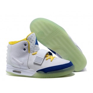 Nike Air Yeezy 2/II NRG (Kanye West) Chaussures Nike Nouvelle Pour Homme Blanc/Bleu/Jaune 508214-106