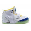Nike Air Yeezy 2/II NRG (Kanye West) Chaussures Nike Nouvelle Pour Homme Blanc/Bleu/Jaune 508214-106