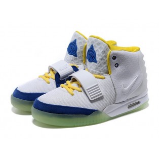 Nike Air Yeezy 2/II NRG (Kanye West) Chaussures Nike Nouvelle Pour Homme Blanc/Bleu/Jaune 508214-106