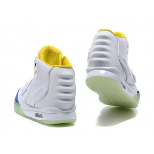 Nike Air Yeezy 2/II NRG (Kanye West) Chaussures Nike Nouvelle Pour Homme Blanc/Bleu/Jaune 508214-106