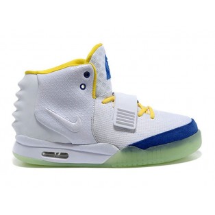 Nike Air Yeezy 2/II NRG (Kanye West) Chaussures Nike Nouvelle Pour Homme Blanc/Bleu/Jaune 508214-106