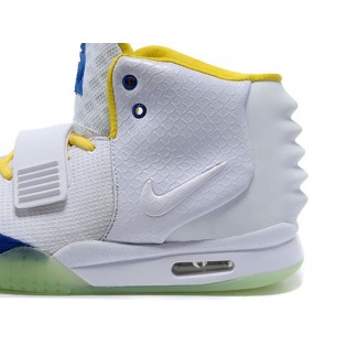 Nike Air Yeezy 2/II NRG (Kanye West) Chaussures Nike Nouvelle Pour Homme Blanc/Bleu/Jaune 508214-106