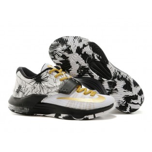 Nike KD VII/7 iD Chaussures Nike Baskets Nouvelle Pour Homme Blanc/Gold-Noir 653996-iD01