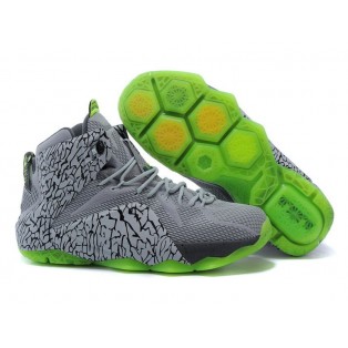 Nike Lebron 12/XII - Chaussures Nike Baskets Nouvelle Pour Homme Gris/Vert 684493-607