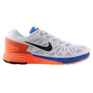 Nike LunarGlide 6 Chaussure de Running Nouvelle Pour Homme Blanc/Bleu/Rouge