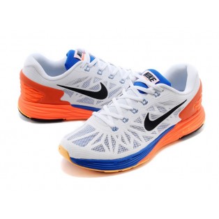Nike LunarGlide 6 Chaussure de Running Nouvelle Pour Homme Blanc/Bleu/Rouge