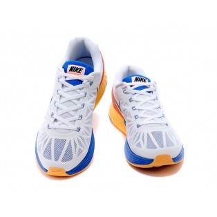 Nike LunarGlide 6 Chaussure de Running Nouvelle Pour Homme Blanc/Bleu/Rouge