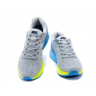 Nike LunarGlide 6 Chaussure de Running Nouvelle Pour Homme Gris/Bleu/Jaune