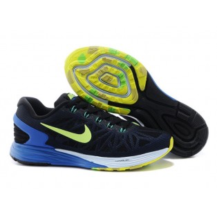 Nike LunarGlide 6 Chaussure de Running Nouvelle Pour Homme Noir/Bleu