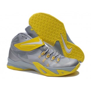 Nike Zoom LeBron Soldier 8/VIII 2015 Chaussure de Basket-ball Nouvelle pour Homme Argent Jaune 653642-200